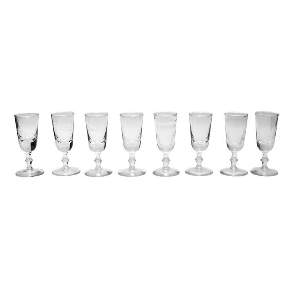 Vintage Steube Style Sherry Shot Glasses Footed Crystal Clear Set of 8 Holidays - Picture 4 of 11